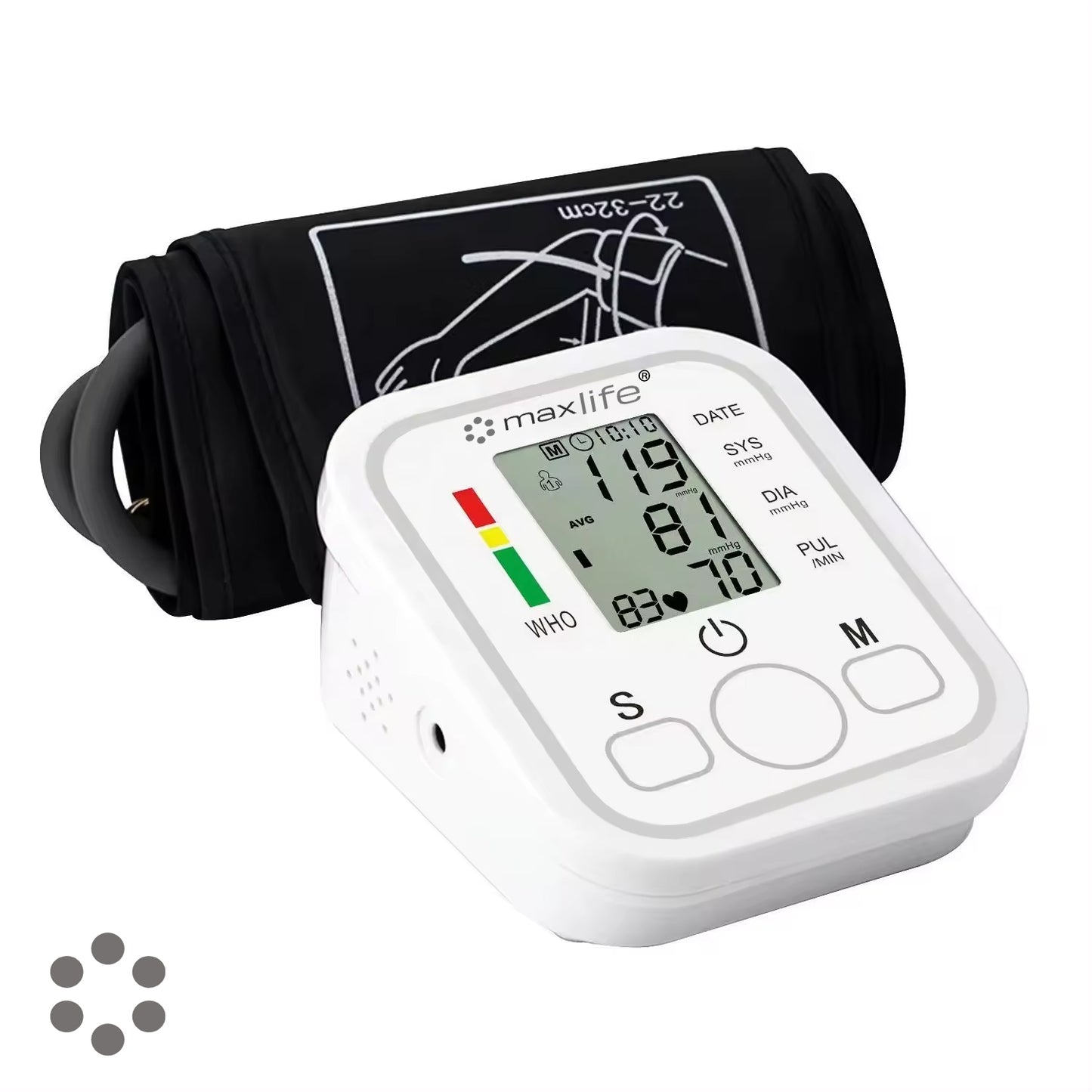 Max Life Portable Upper Arm Digital Blood Pressure Monitor – Smart Voice-Enabled Sphygmomanometer with Large LCD Display, Memory Function & High Accuracy