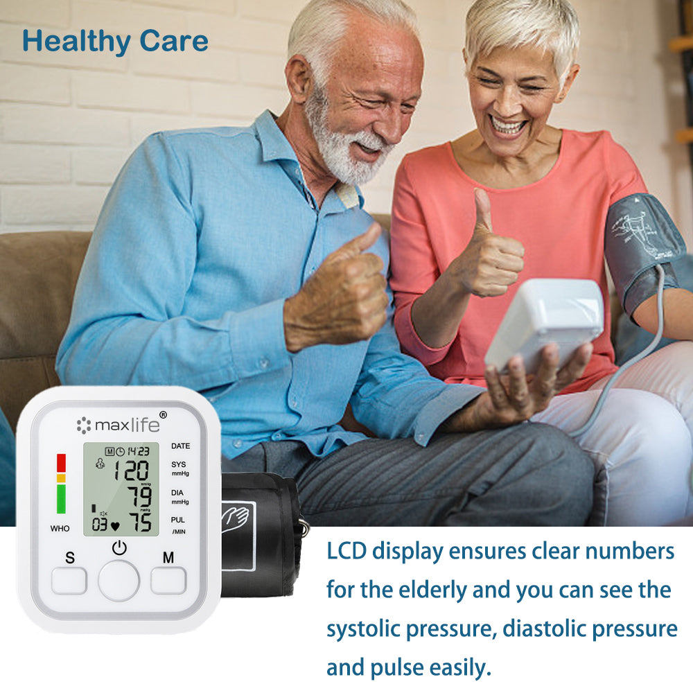 Max Life Portable Upper Arm Digital Blood Pressure Monitor – Smart Voice-Enabled Sphygmomanometer with Large LCD Display, Memory Function & High Accuracy