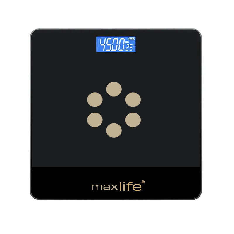 Max Life - Bathroom Scale, Highly Accurate Digital Body Weight Scale, Step-On Technology, LED Display, Sturdy 6mm Tempered Glass, 400lb/180kg