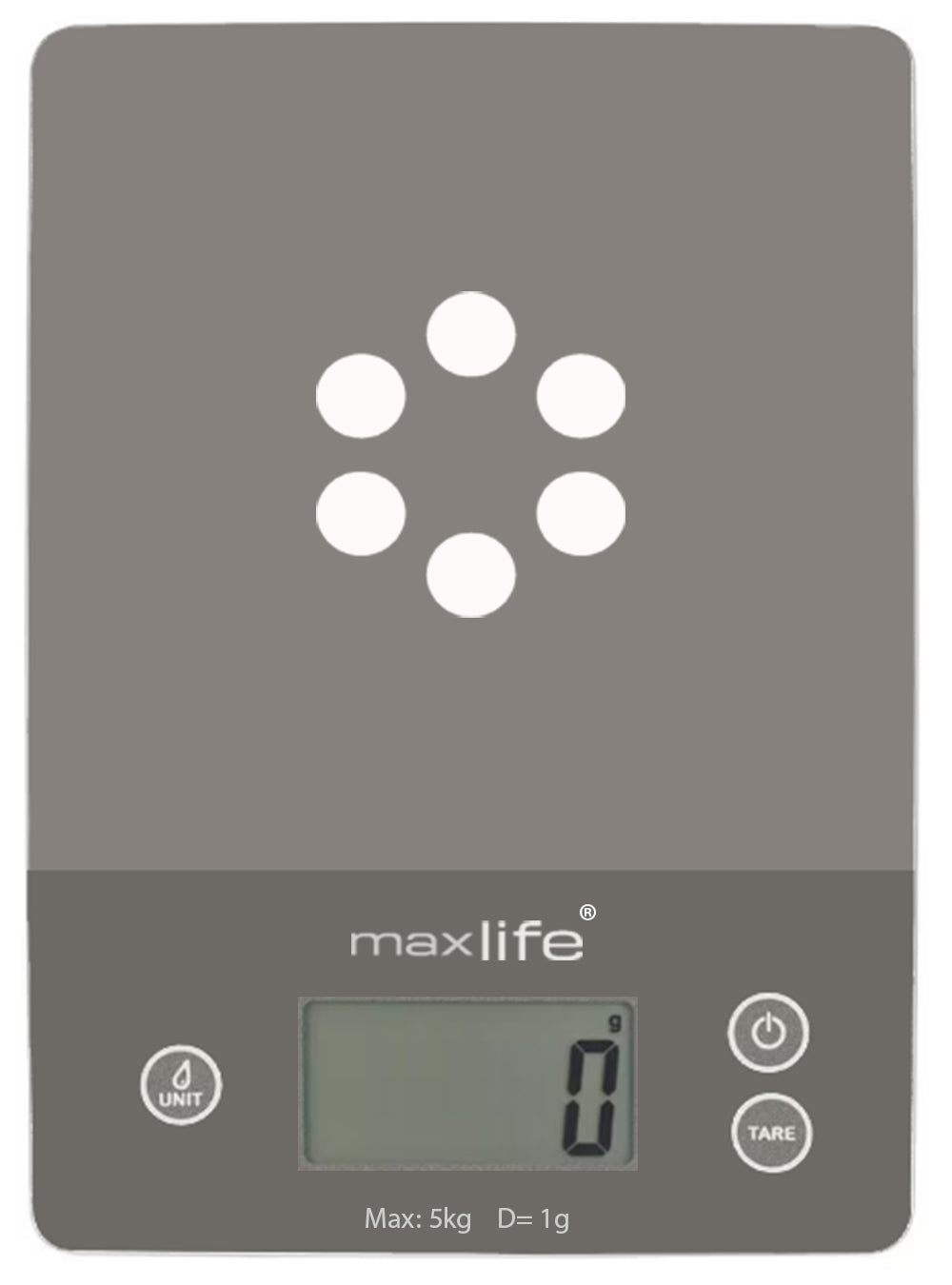 Max Life Digital Scale -Tempered Glass, High Accuracy, Tare, Multi-Unit Measurement Kitchen Scale