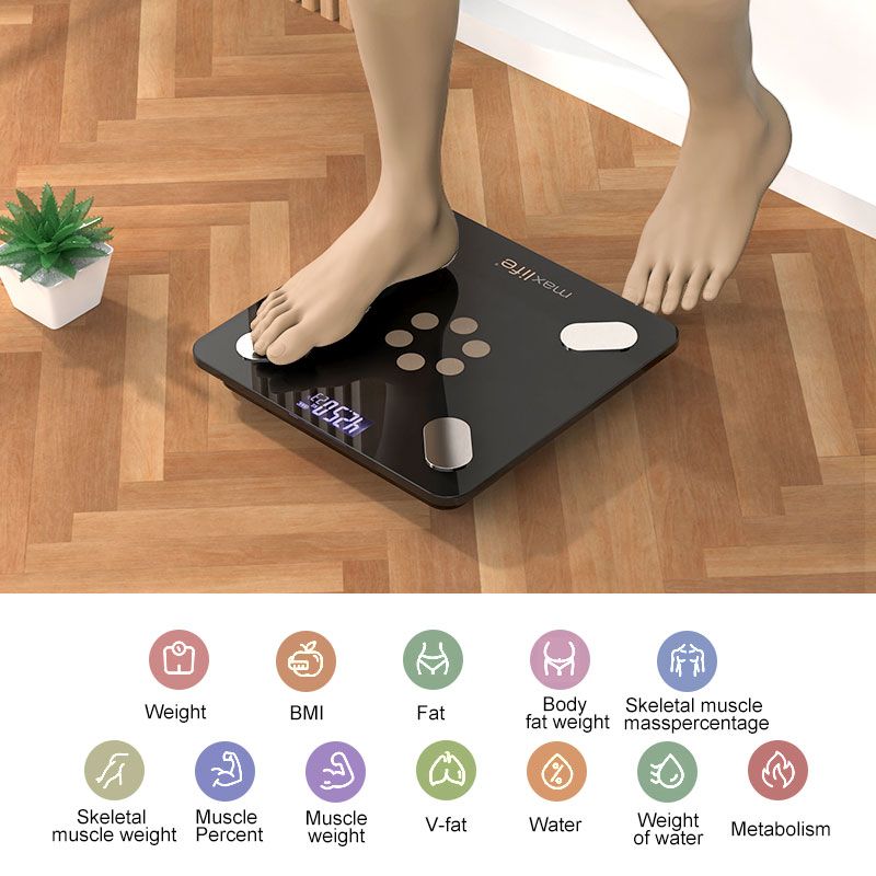 MaxLife Smart Body Fat Scale – Bluetooth Digital Bathroom Scale with OKOK App, Body Composition Analyzer, 400 lbs Capacity, High-Precision, Large LCD Display