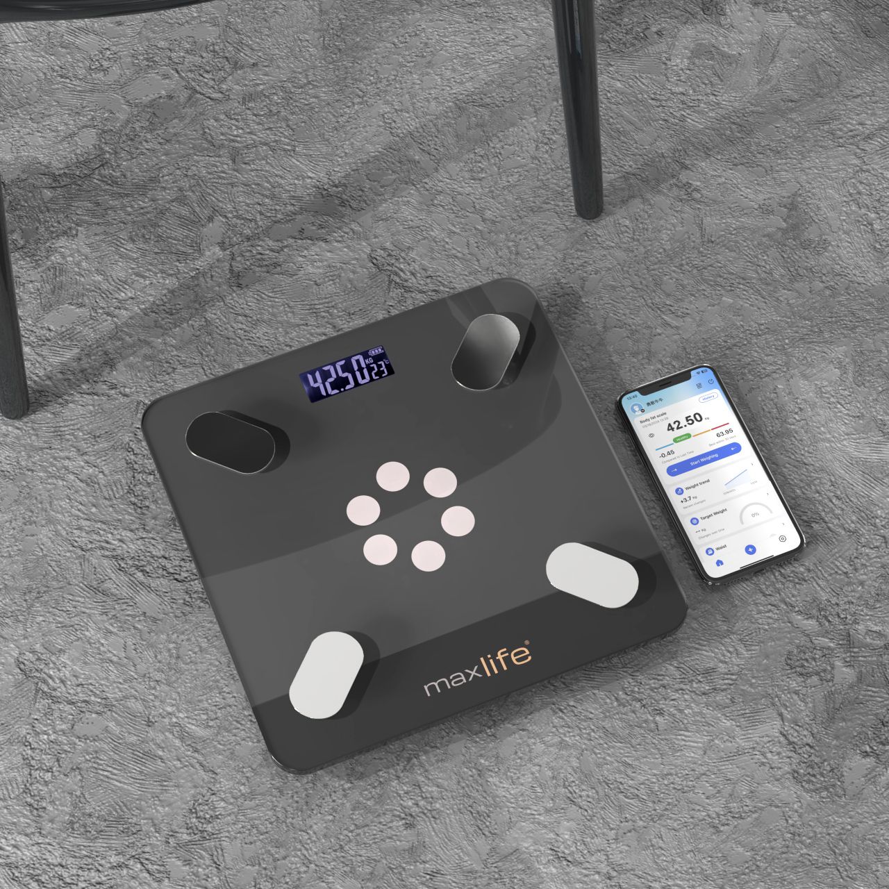 MaxLife Smart Body Fat Scale – Bluetooth Digital Bathroom Scale with OKOK App, Body Composition Analyzer, 400 lbs Capacity, High-Precision, Large LCD Display