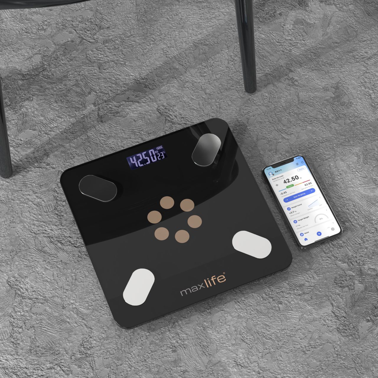MaxLife Smart Body Fat Scale – Bluetooth Digital Bathroom Scale with OKOK App, Body Composition Analyzer, 400 lbs Capacity, High-Precision, Large LCD Display