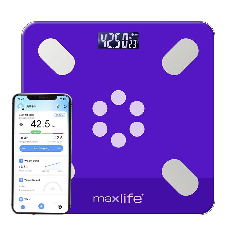 MaxLife Smart Body Fat Scale – Bluetooth Digital Bathroom Scale with OKOK App, Body Composition Analyzer, 400 lbs Capacity, High-Precision, Large LCD Display