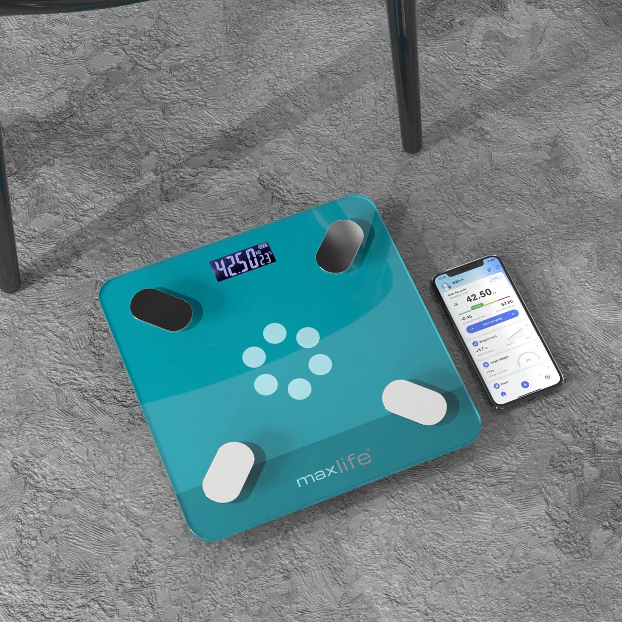 MaxLife Smart Body Fat Scale – Bluetooth Digital Bathroom Scale with OKOK App, Body Composition Analyzer, 400 lbs Capacity, High-Precision, Large LCD Display