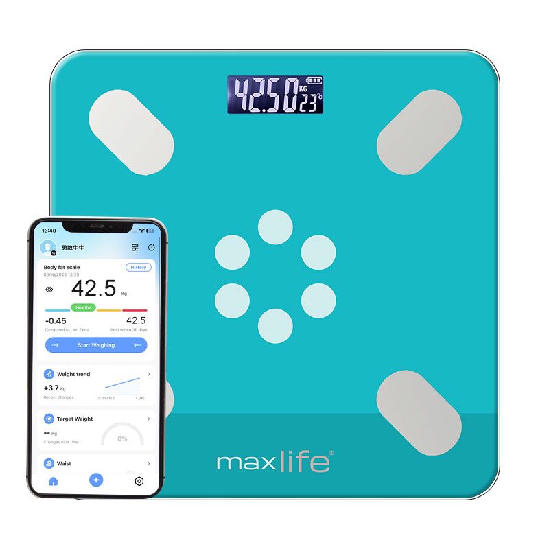 MaxLife Smart Body Fat Scale – Bluetooth Digital Bathroom Scale with OKOK App, Body Composition Analyzer, 400 lbs Capacity, High-Precision, Large LCD Display