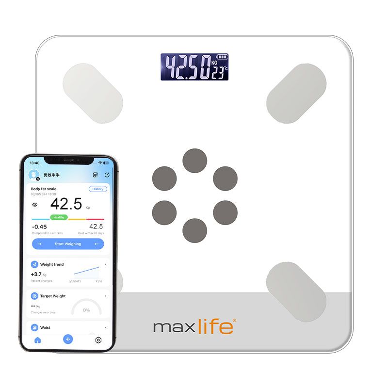 MaxLife Smart Body Fat Scale – Bluetooth Digital Bathroom Scale with OKOK App, Body Composition Analyzer, 400 lbs Capacity, High-Precision, Large LCD Display