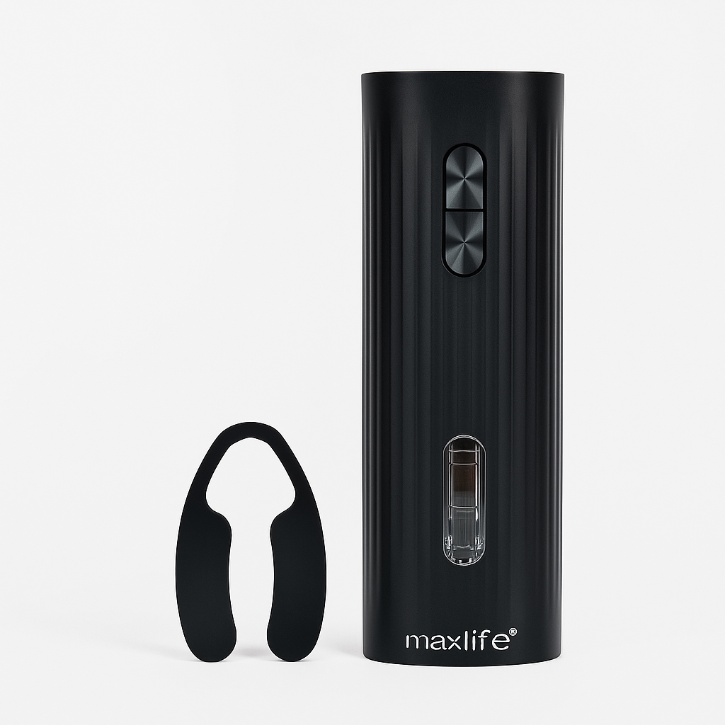 Max Life Electric Wine Opener - Stainless Steel Battery-Operated Wine Bottle Opener with Vacuum Wine Saver Pump, Drip-Free Pourer, and Foil Cutter