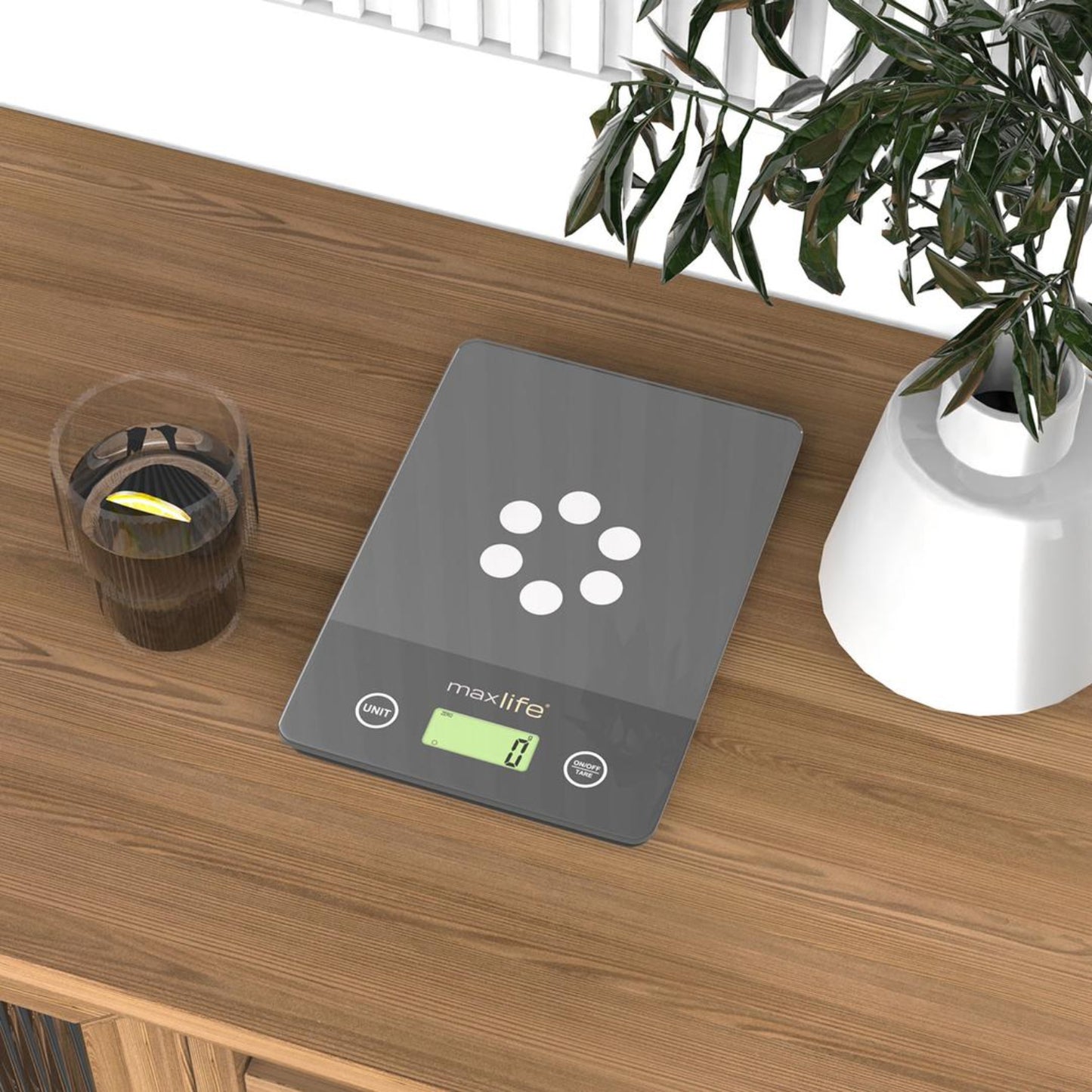 Max Life Digital Scale -Tempered Glass, High Accuracy, Tare, Multi-Unit Measurement Kitchen Scale
