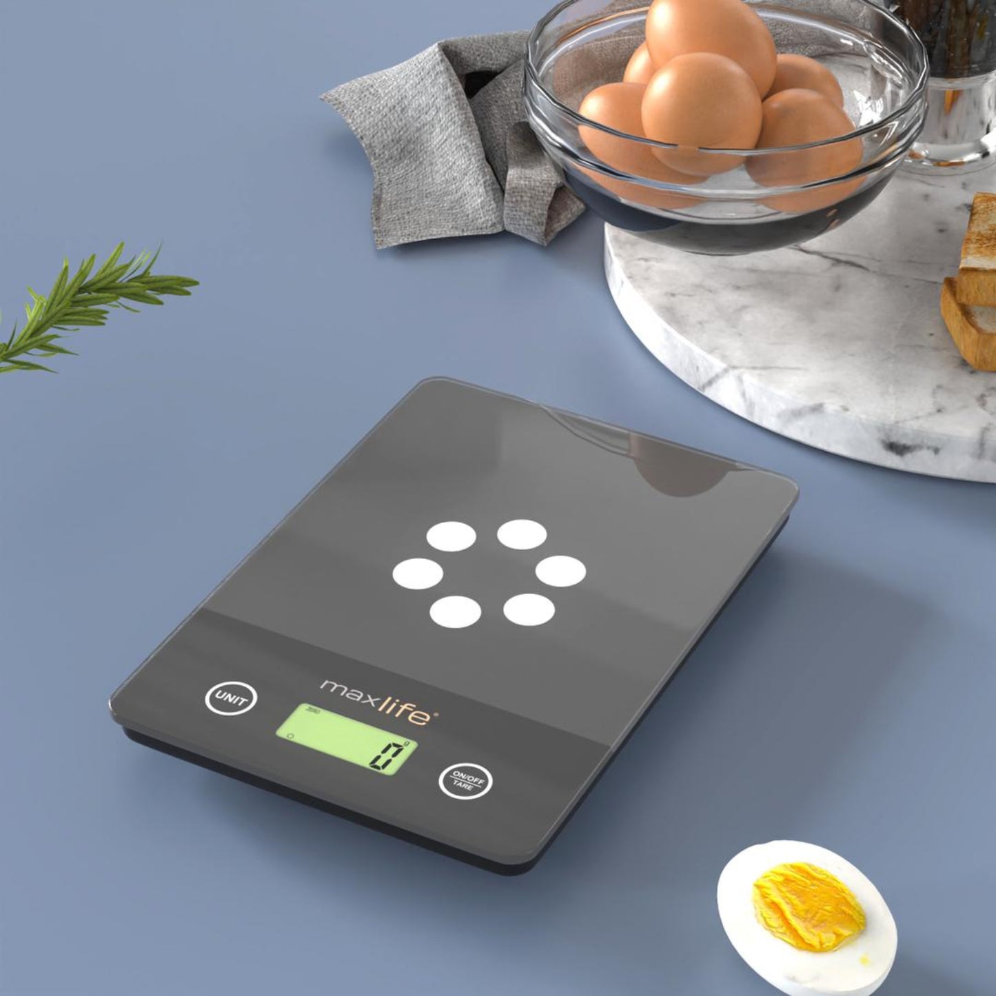 Max Life Digital Scale -Tempered Glass, High Accuracy, Tare, Multi-Unit Measurement Kitchen Scale
