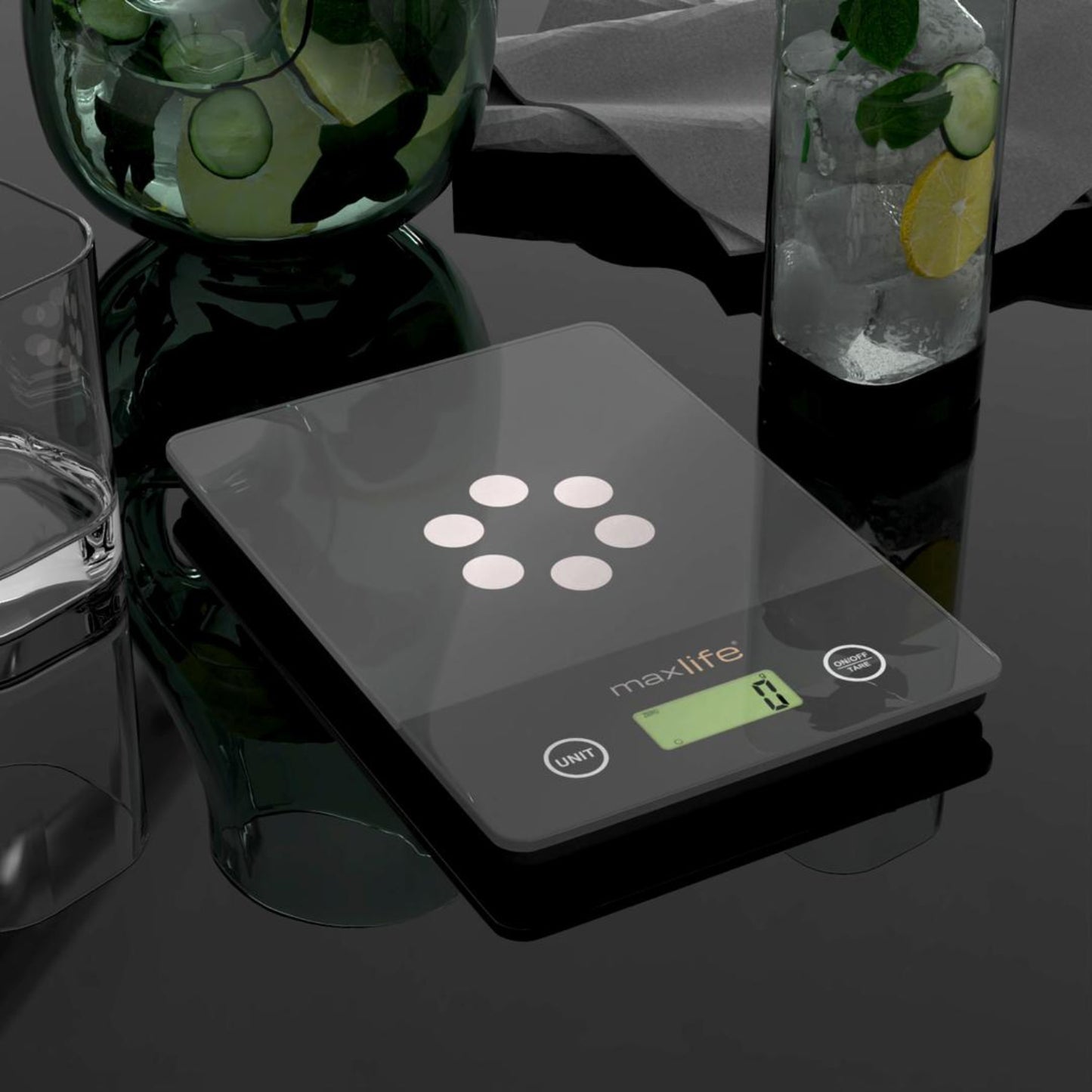 Max Life Digital Scale -Tempered Glass, High Accuracy, Tare, Multi-Unit Measurement Kitchen Scale