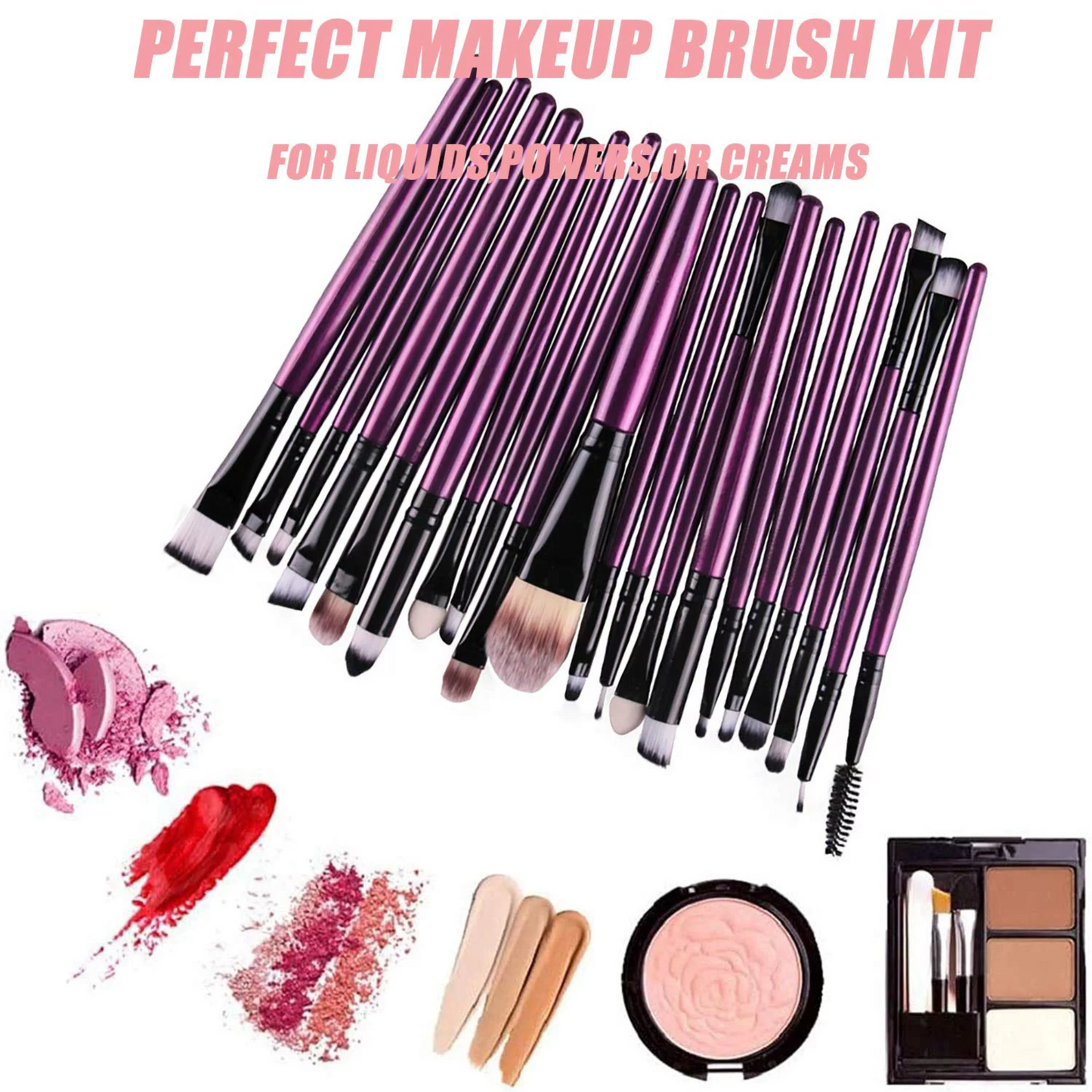 Makeup Brushes Kit 20 Pcs Set, Powder Foundation Eyeshadow Eyeliner Lip Brush