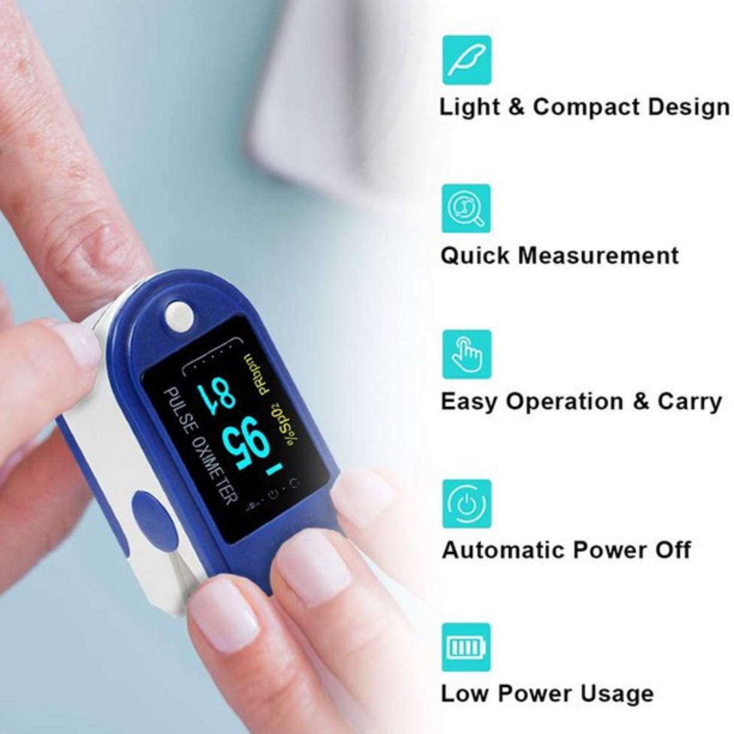 Finger Tip Pulse Oximeter, SpO2 Heart Rate Pulse Oximeter Monitor Blood Oxygen Saturation