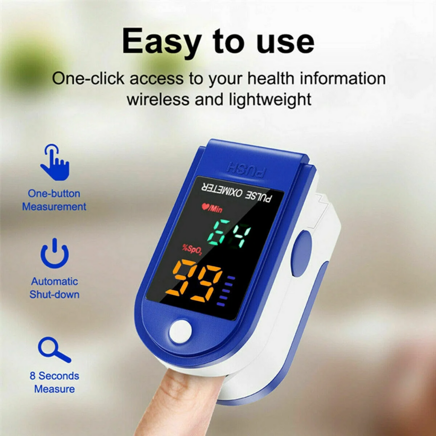 Max Life Fingertip Pulse Oximeter – SpO2 and Heart Rate Monitor for Blood Oxygen Saturation and Real-Time Readings