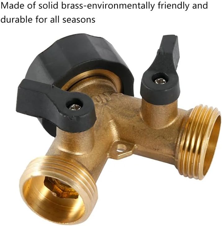 Max Life - Garden Hose Splitter 2 Way, Double Tap Connector, Y Splitter 2 Way Garden Hose Splitter for 3/4 "Supply Hoses, Double Brass Outdoor Garden Faucet
