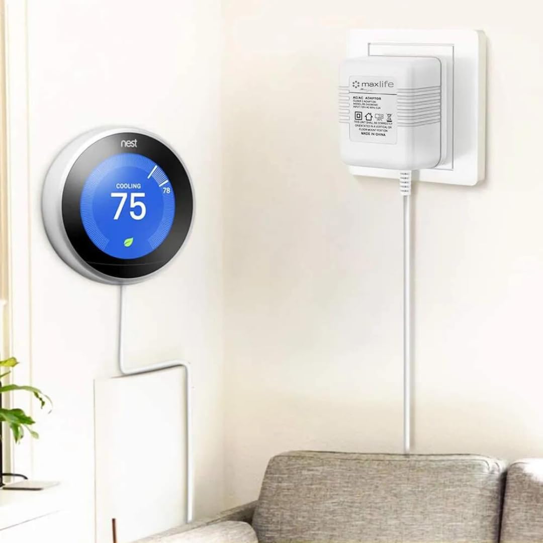 Max Life Common C Wire Adapter AC Transformer 24V 500mA Universal Compatible with WiFi Smart Thermostat and Doorbells. Nest, Ring, Honeywell, Ecobee, Sensi