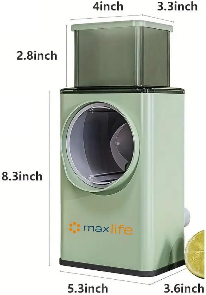 Max Life - Rotary Cheese Grater, Vegetable Slicer, Cutter for Vegetable, Fruit, Cookie, Oreo, Nuts Kitchen Tool - Large Size - 2.46 Cups