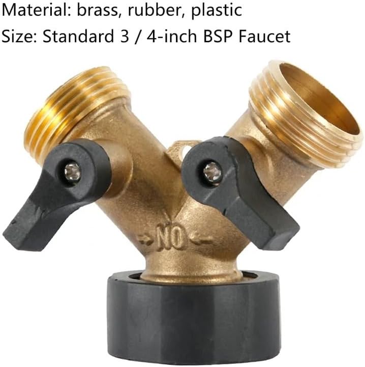 Max Life - Garden Hose Splitter 2 Way, Double Tap Connector, Y Splitter 2 Way Garden Hose Splitter for 3/4 "Supply Hoses, Double Brass Outdoor Garden Faucet