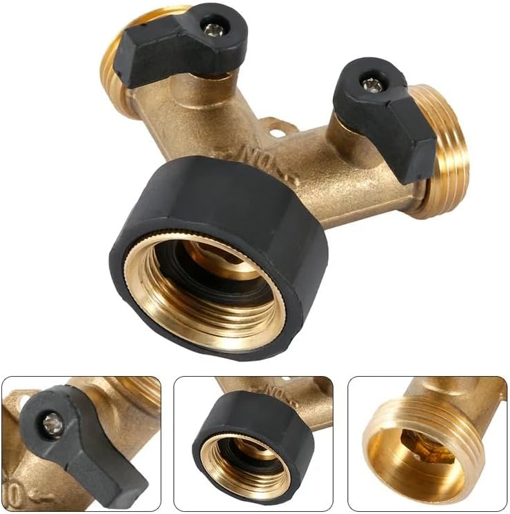 Max Life - Garden Hose Splitter 2 Way, Double Tap Connector, Y Splitter 2 Way Garden Hose Splitter for 3/4 "Supply Hoses, Double Brass Outdoor Garden Faucet