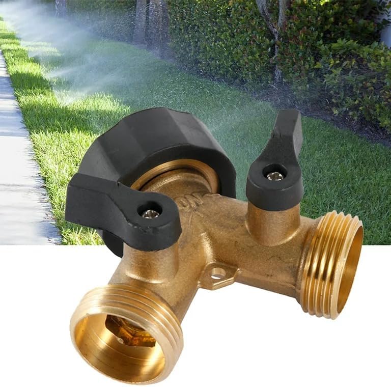Max Life - Garden Hose Splitter 2 Way, Double Tap Connector, Y Splitter 2 Way Garden Hose Splitter for 3/4 "Supply Hoses, Double Brass Outdoor Garden Faucet