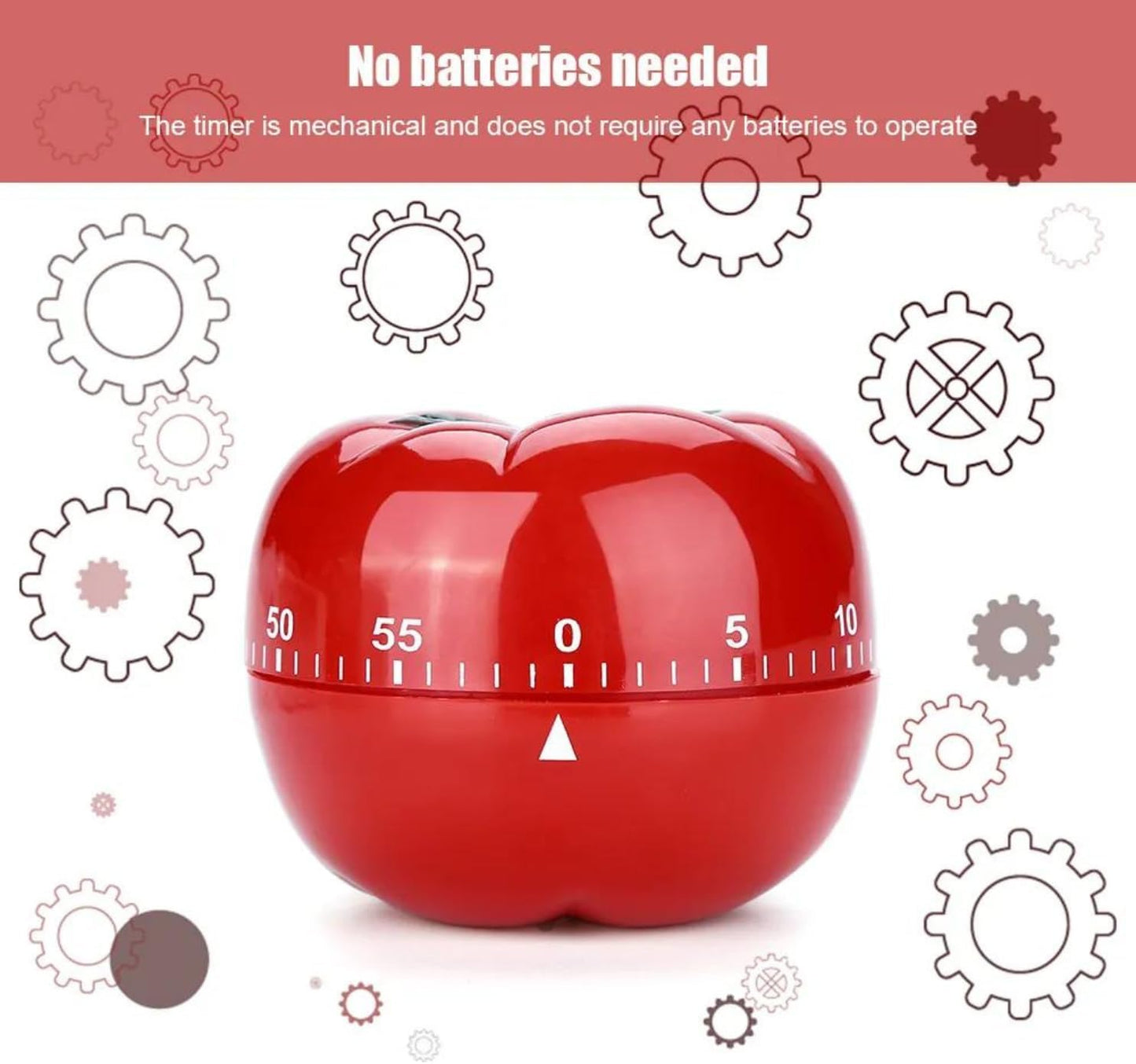 Max Life - Mechanical Kitchen Countdown Timer Tomato Design, 60 Minutes Reminder Alarm