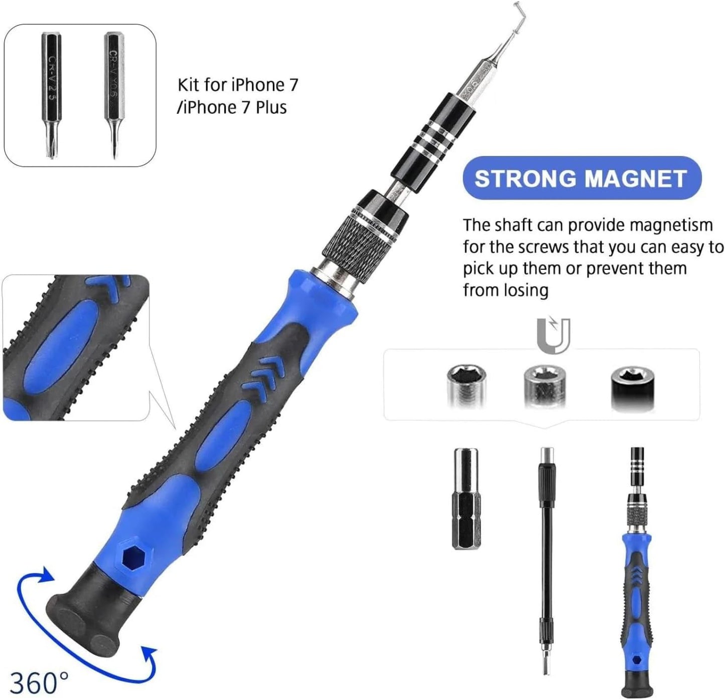 Max Life - Precision Screwdriver Set,60-Piece Electronics Precision Screwdriver In 1 With 56 Bits Multi-Type Magnetic Screwdriver Kit, Stainless Steel Professional Repair Tools Kit For Phone, Laptop, PC, Camera