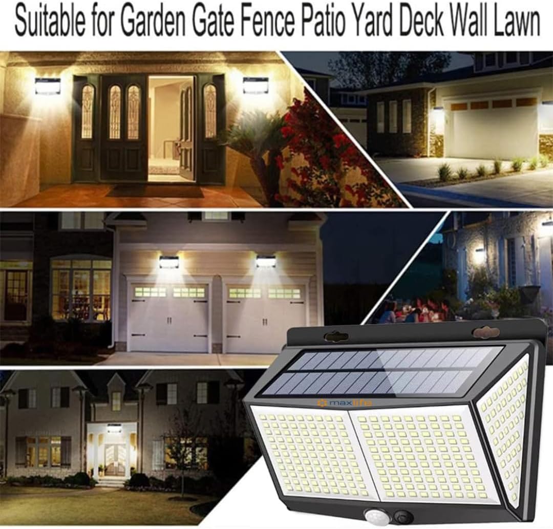 Max Life Solar Power 288 LED Lights PIR Motion Sensor Outdoor Security Lamp Wall