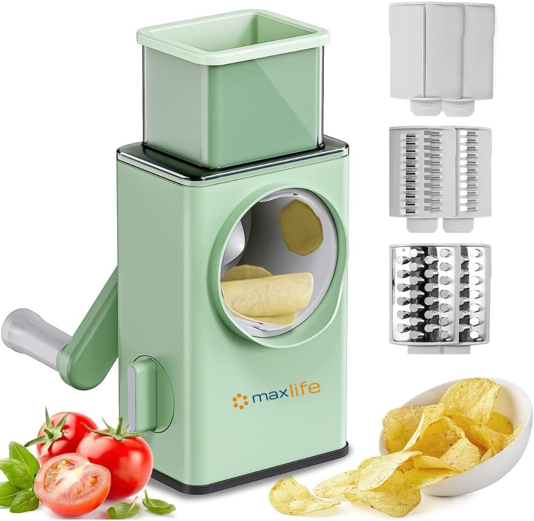 Max Life - Rotary Cheese Grater, Vegetable Slicer, Cutter for Vegetable, Fruit, Cookie, Oreo, Nuts Kitchen Tool - Large Size - 2.46 Cups