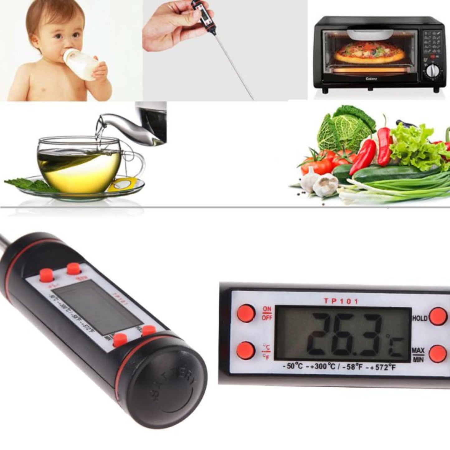 Max Life - Digital Meat Thermometer, Instant Read Food Meat Thermometer for Kitchen, Cooking, BBQ, Grill Smoker, Liquid, Oven Thermometer