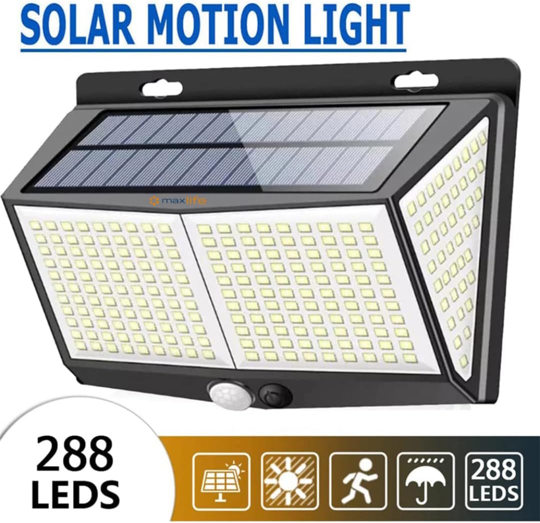 Max Life Solar Power 288 LED Lights PIR Motion Sensor Outdoor Security Lamp Wall
