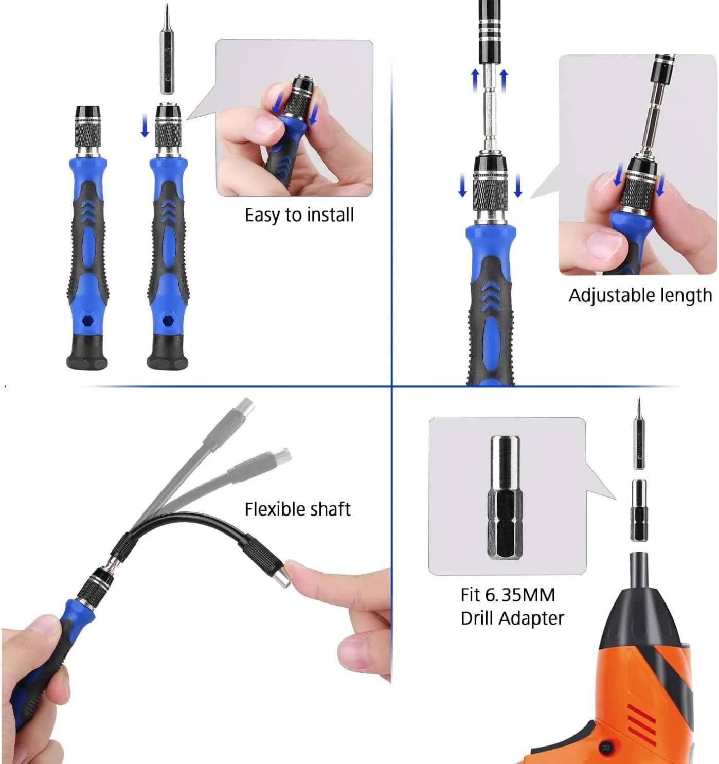 Max Life - Precision Screwdriver Set,60-Piece Electronics Precision Screwdriver In 1 With 56 Bits Multi-Type Magnetic Screwdriver Kit, Stainless Steel Professional Repair Tools Kit For Phone, Laptop, PC, Camera