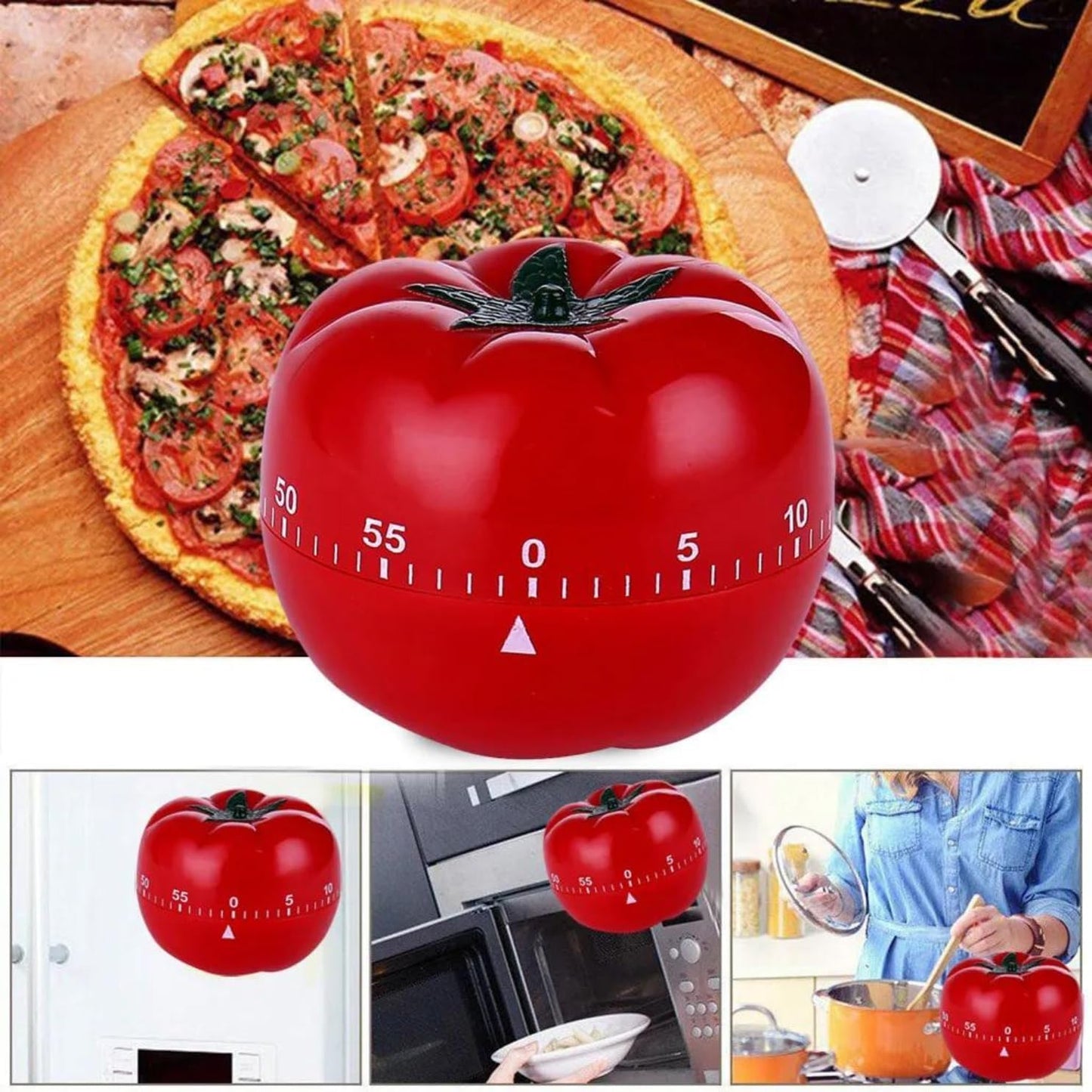 Max Life - Mechanical Kitchen Countdown Timer Tomato Design, 60 Minutes Reminder Alarm