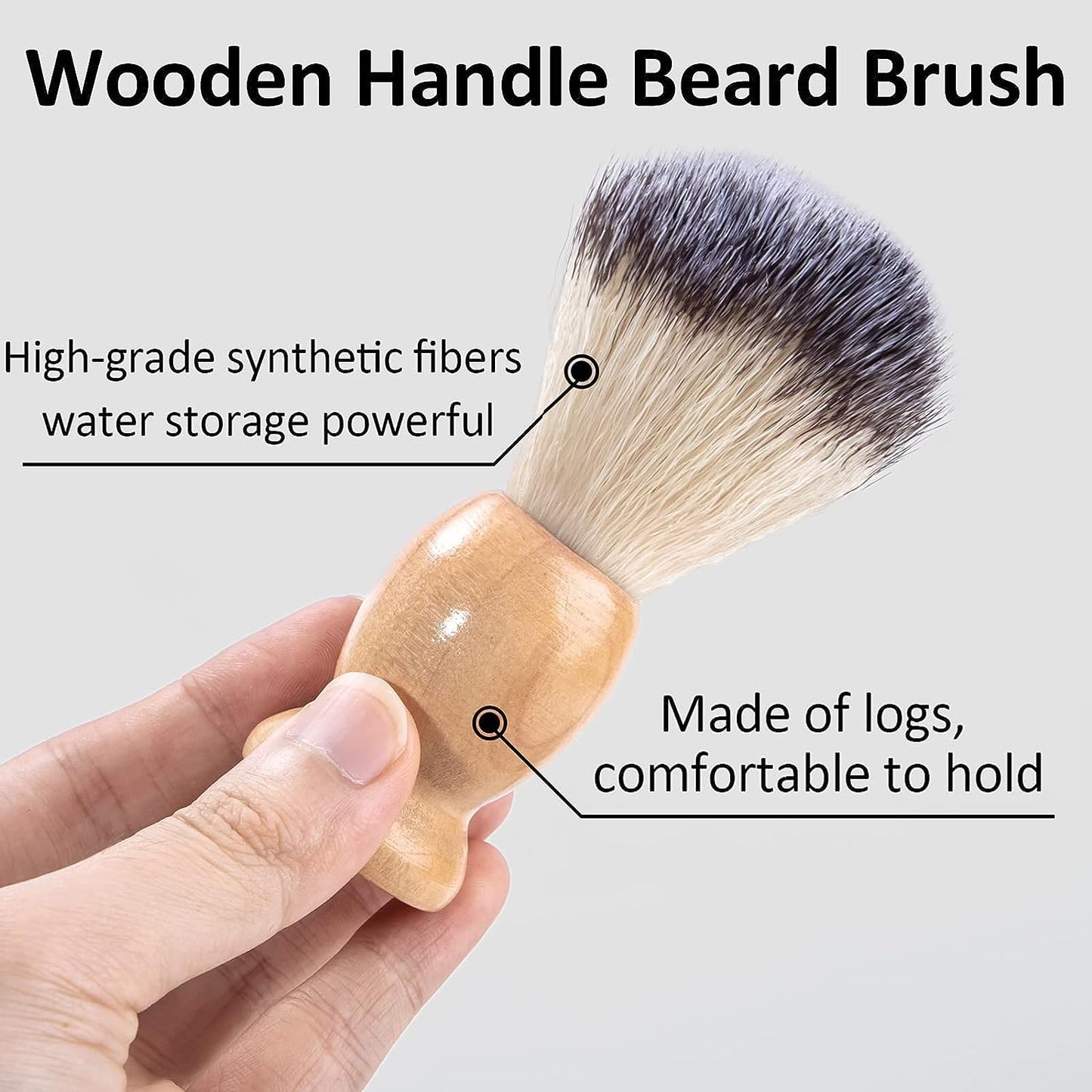 Max Life - Shaving Brush Synthetic Shaving Tool Shave Brush with Hard Wood Handle Synthetic Travel Shave Brush