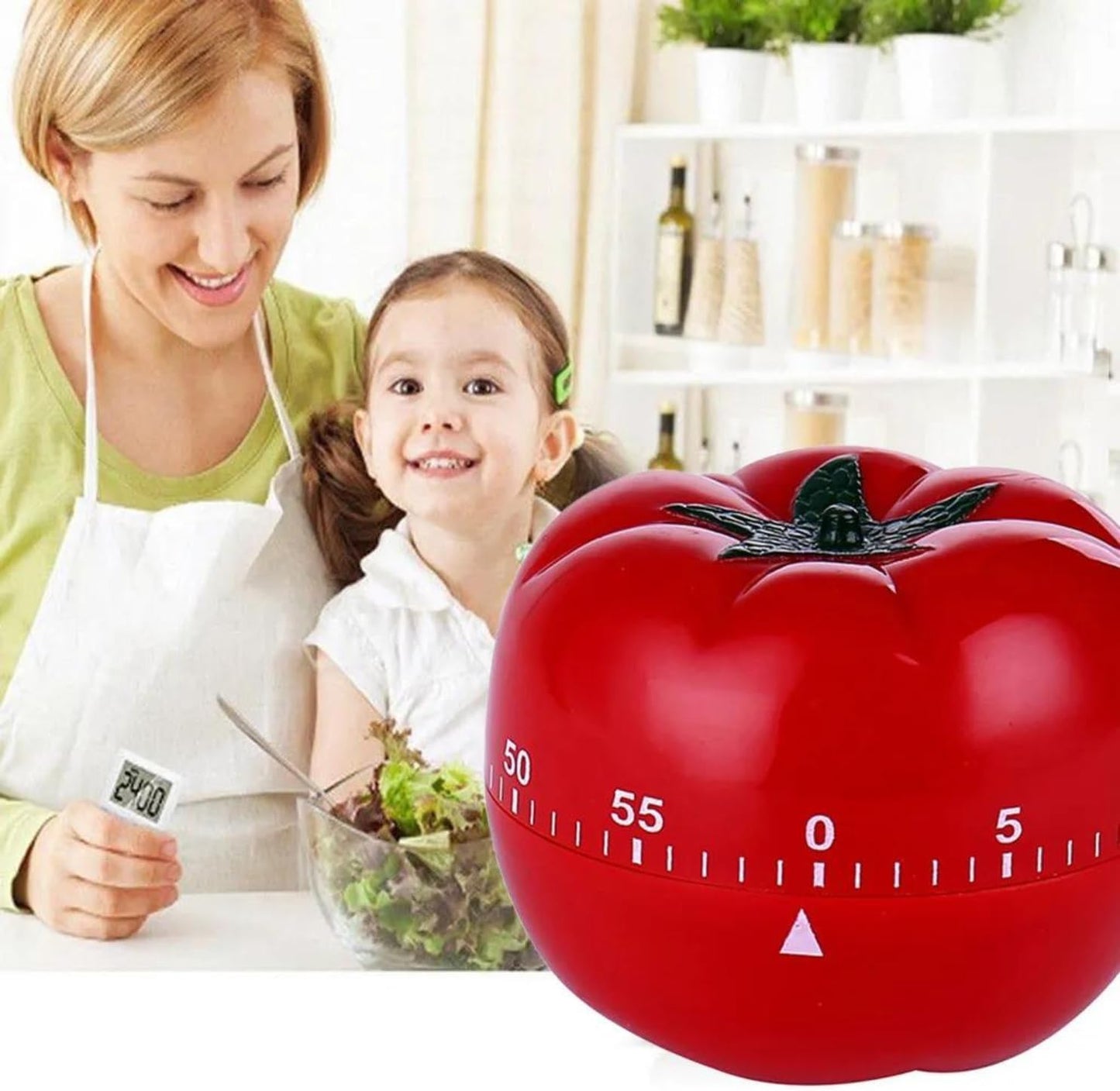 Max Life - Mechanical Kitchen Countdown Timer Tomato Design, 60 Minutes Reminder Alarm