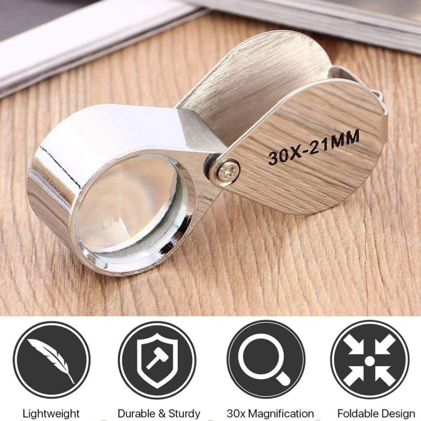 Max Life - Magnifying Glass 30x 21mm Jewelers Eye Loupe Magnifier with Case