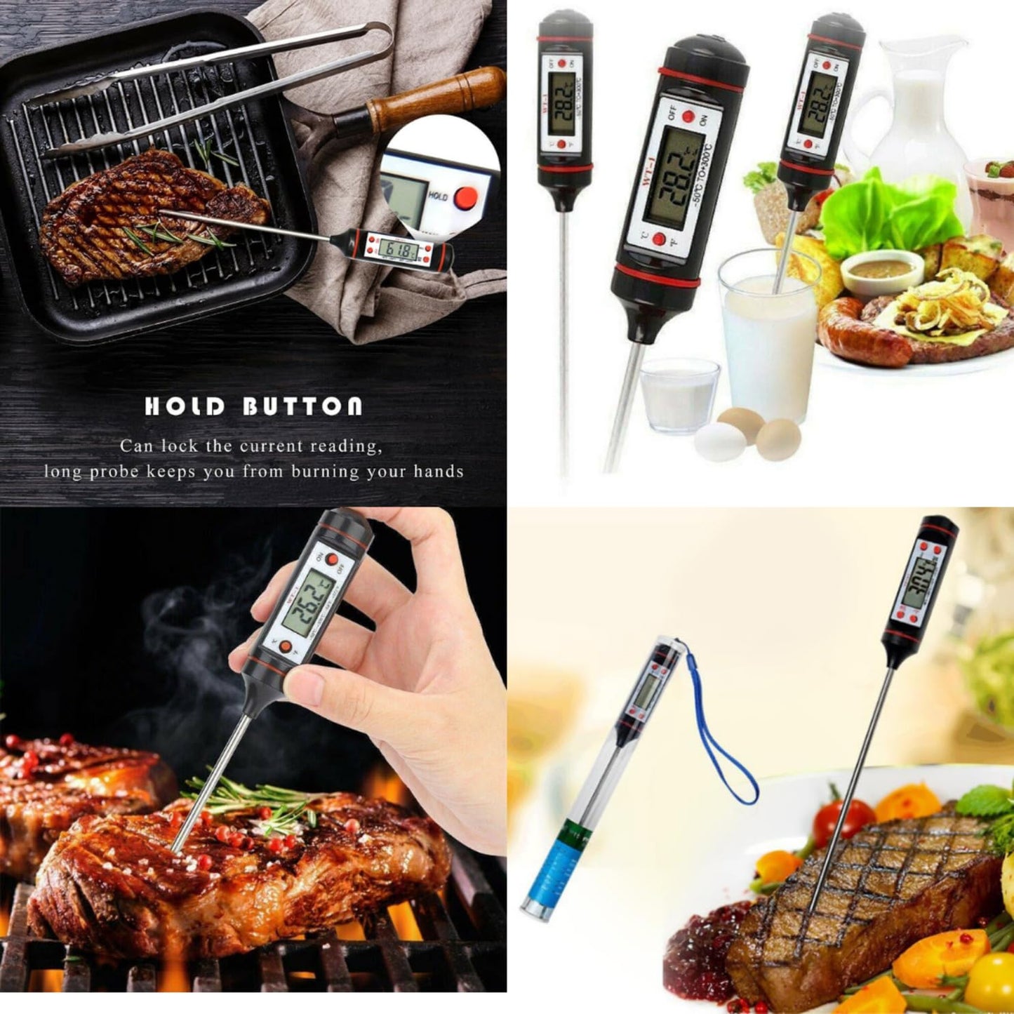 Max Life - Digital Meat Thermometer, Instant Read Food Meat Thermometer for Kitchen, Cooking, BBQ, Grill Smoker, Liquid, Oven Thermometer