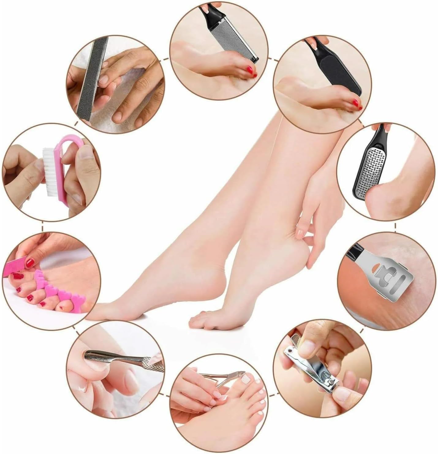 Max Life - Professional Stainless Steel Pedicure Tools Set 10 in 1, Foot Care Kit, Nail Toe Cutter