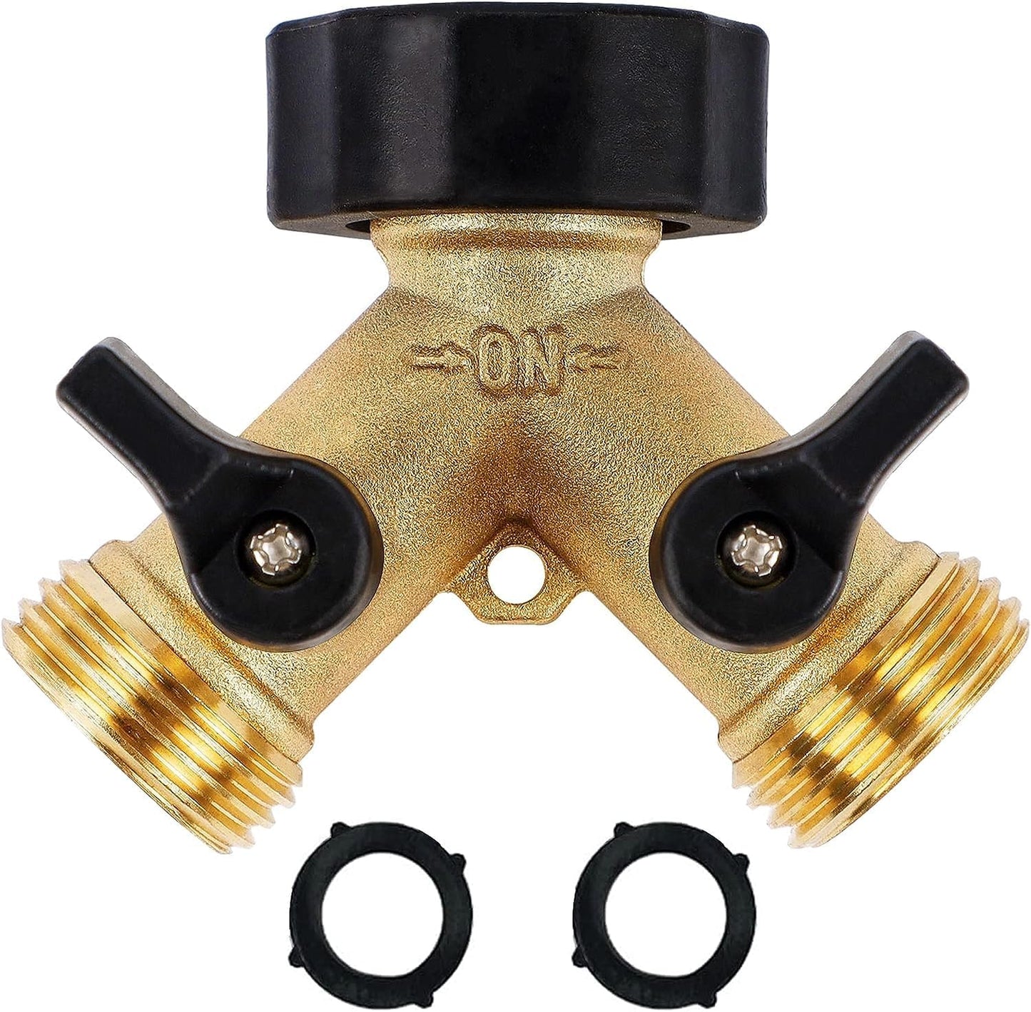 Max Life - Garden Hose Splitter 2 Way, Double Tap Connector, Y Splitter 2 Way Garden Hose Splitter for 3/4 "Supply Hoses, Double Brass Outdoor Garden Faucet