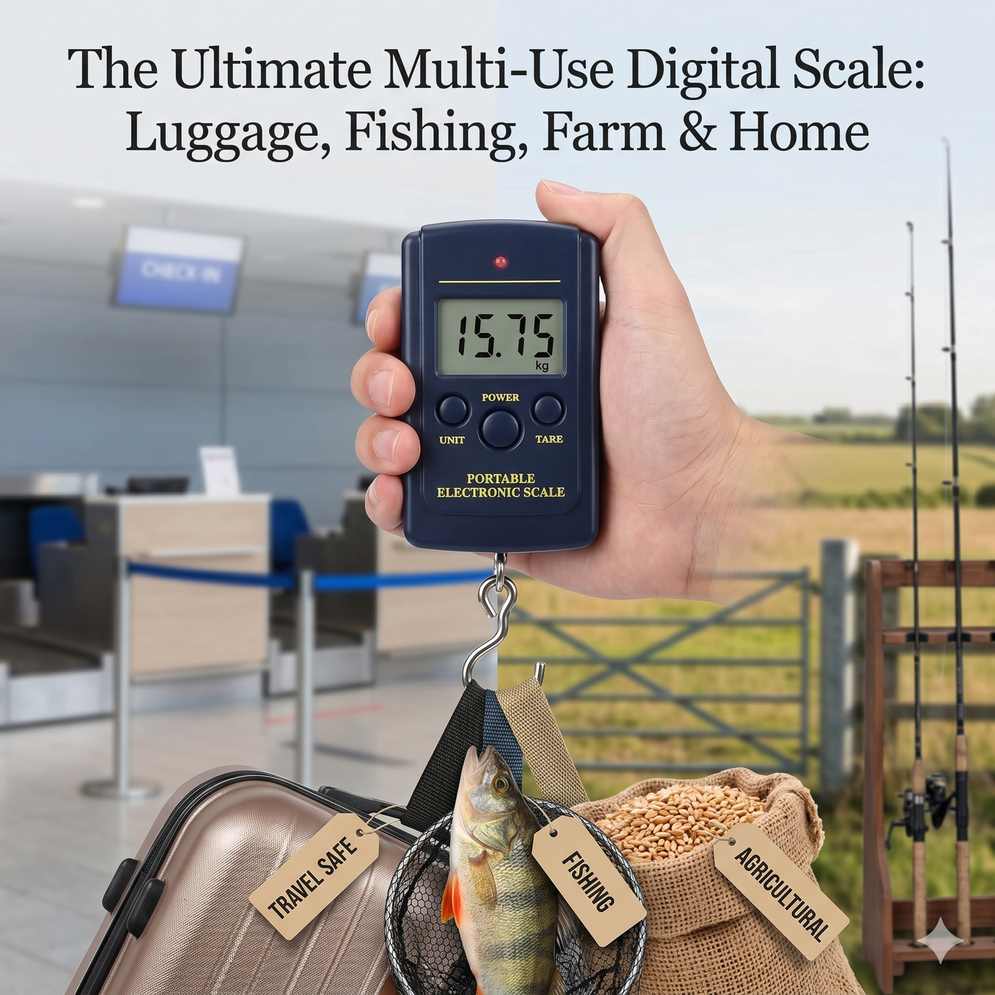 Digital Hanging Scale 88lb 40kg Portable Luggage Fishing Baggage Weight Scale LCD Display