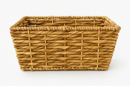 Eden Grace Acacia Wood Kitchen Gift Basket, 11-Piece – Wicker Storage Basket with Mini Planter, 3 Wooden Serving Trays, Cutting Board, 5 Utensils & 3-Section Tray