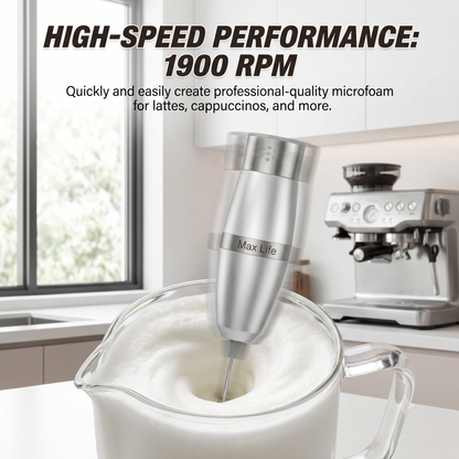 Max Life Premium 1900 RPM Hand Electric Milk Frother - Stainless Steel Frother / Mixer & Egg Beater with Stand for Coffee, Lattes, and Cooking