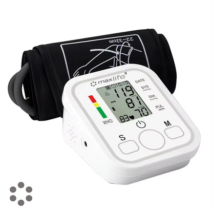 Max Life Portable Upper Arm Digital Blood Pressure Monitor – Smart Voice-Enabled Sphygmomanometer with Large LCD Display, Memory Function & High Accuracy