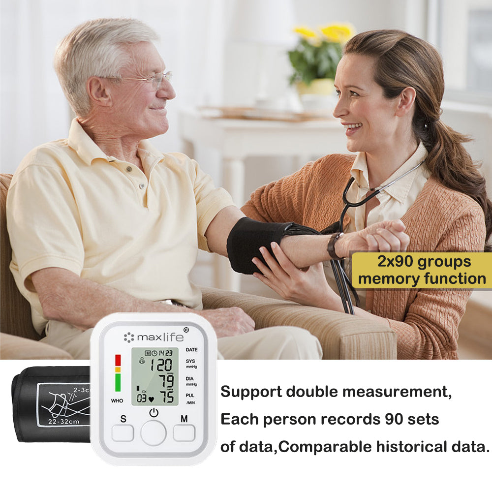 Max Life Portable Upper Arm Digital Blood Pressure Monitor – Smart Voice-Enabled Sphygmomanometer with Large LCD Display, Memory Function & High Accuracy