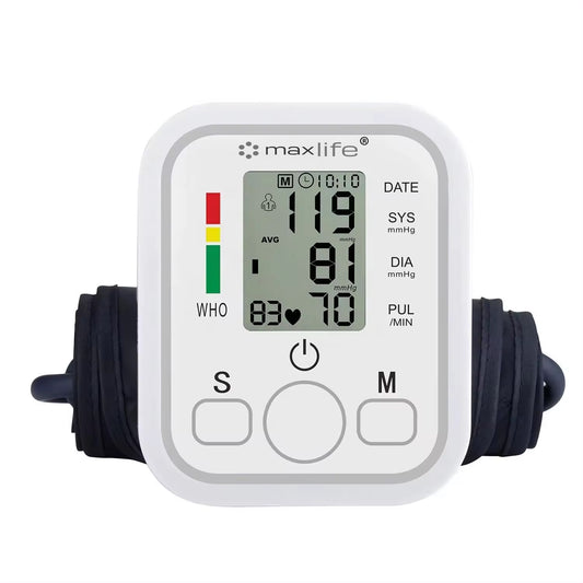 Max Life Portable Upper Arm Digital Blood Pressure Monitor – Smart Voice-Enabled Sphygmomanometer with Large LCD Display, Memory Function & High Accuracy