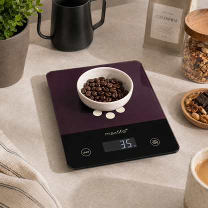 Max Life High Precision Kitchen Scale with Liquid Measurement - Large 10kg / 22lb