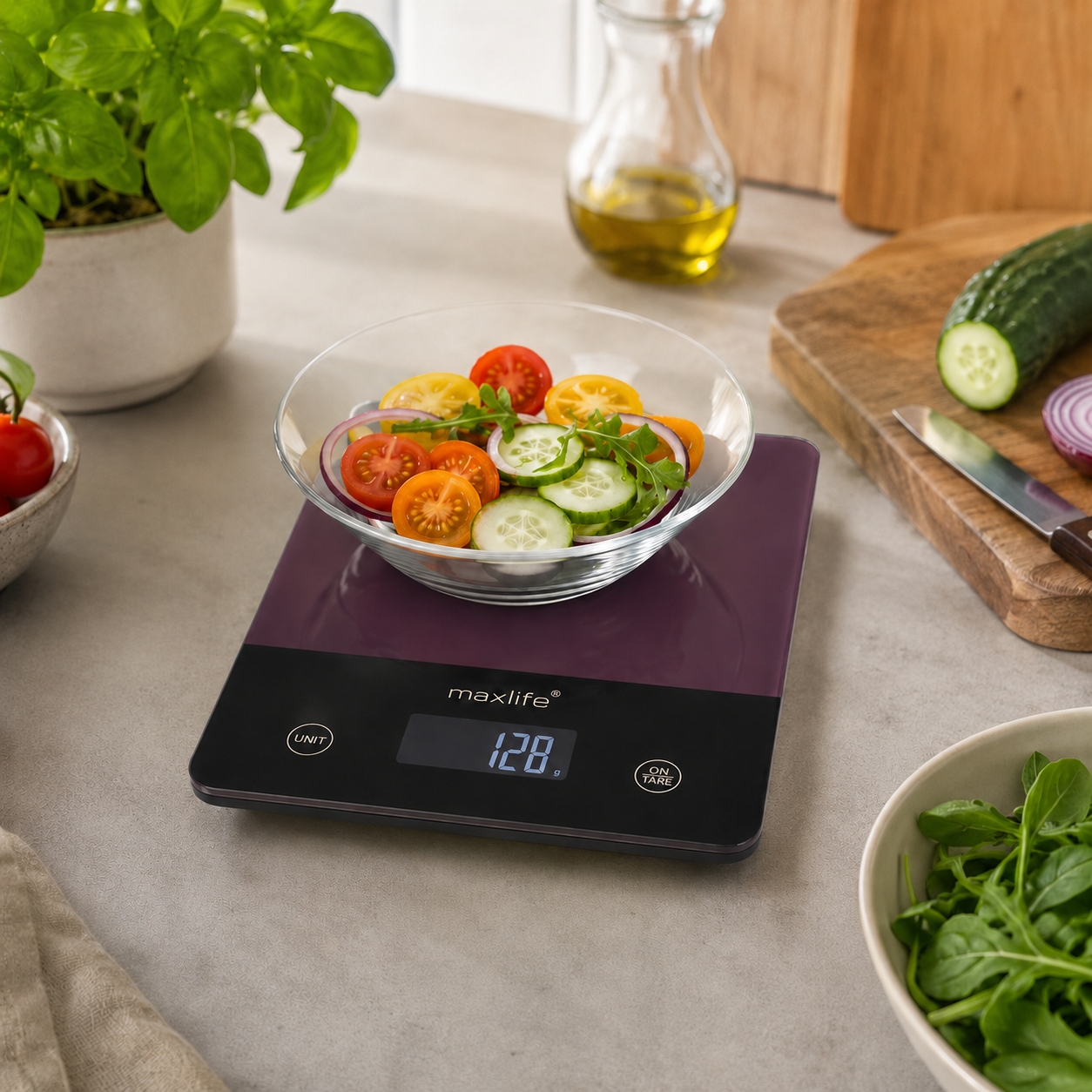 Max Life High Precision Kitchen Scale with Liquid Measurement - Large 10kg / 22lb