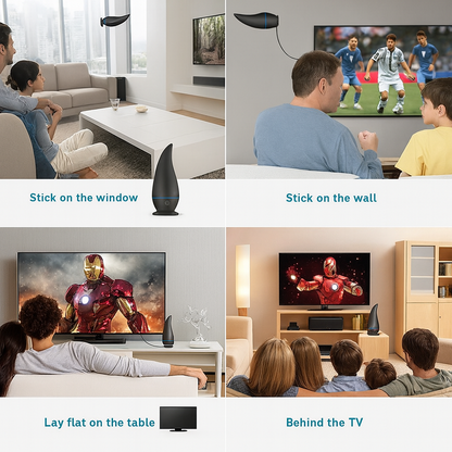 Max Life® - Ultra HDTV Digital TV Antenna 4K 1080P, 300 Miles Range, HDTV Vhf Uhf, Watch Free Channels, Antenna + Amplifier