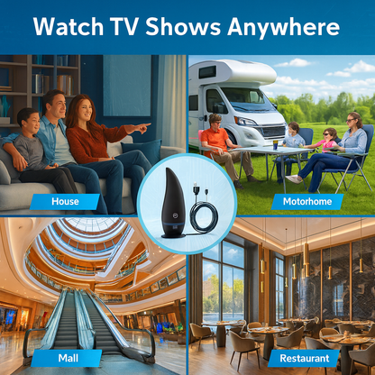 Max Life® - Ultra HDTV Digital TV Antenna 4K 1080P, 300 Miles Range, HDTV Vhf Uhf, Watch Free Channels, Antenna + Amplifier