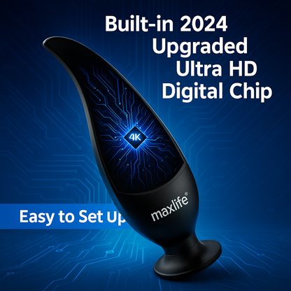 Max Life® - Ultra HDTV Digital TV Antenna 4K 1080P, 300 Miles Range, HDTV Vhf Uhf, Watch Free Channels, Antenna + Amplifier