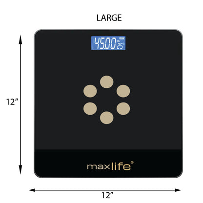 Max Life - Bathroom Scale, Highly Accurate Digital Body Weight Scale,  Step-On Technology, LED Display, Sturdy 6mm Tempered Glass, 400lb/180kg